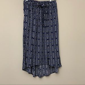 Hi-Low Summer Fall Layer Comfy Casual Maxi Skirt Flowy  S/M elastic waist blue